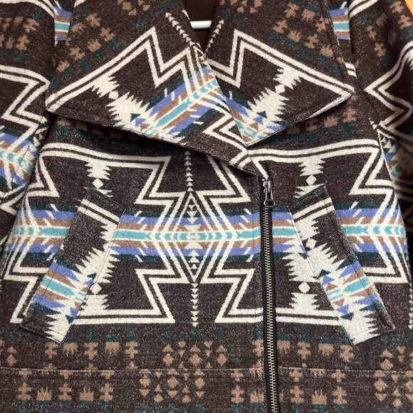 Dolce Vita Wool Aztec Southwestern Jacket Aztec Jacket Cropped Blazer Jacket - Picture 3 of 4